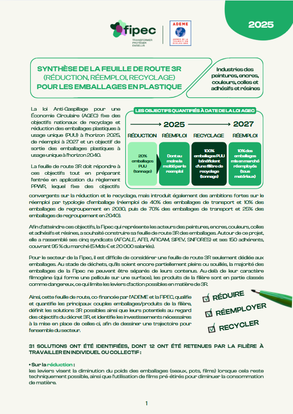 Synthèse – Feuille de route 3R (réduction, réemploi, recyclage)